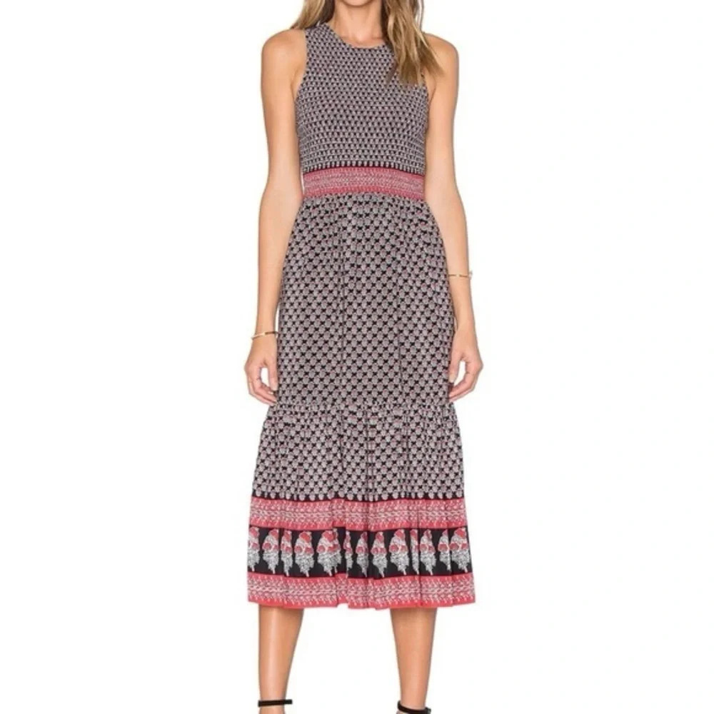 Ulla Johnson Silk Maxi Dress Oona Dark Indian Floral sleeveless red black smock
